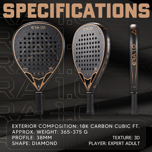 Diamond Joint Racket AMASPORT Era 1.0 Cubic Padel Racket – 18K Carbon Diamond Shape Expert ...
